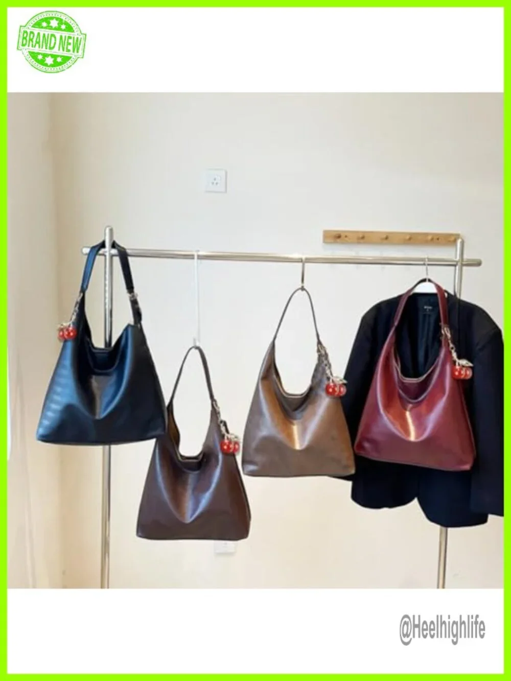 Vegan Hobo Bag PU Leather Slouchy Designer Crossbody Tote Handbag